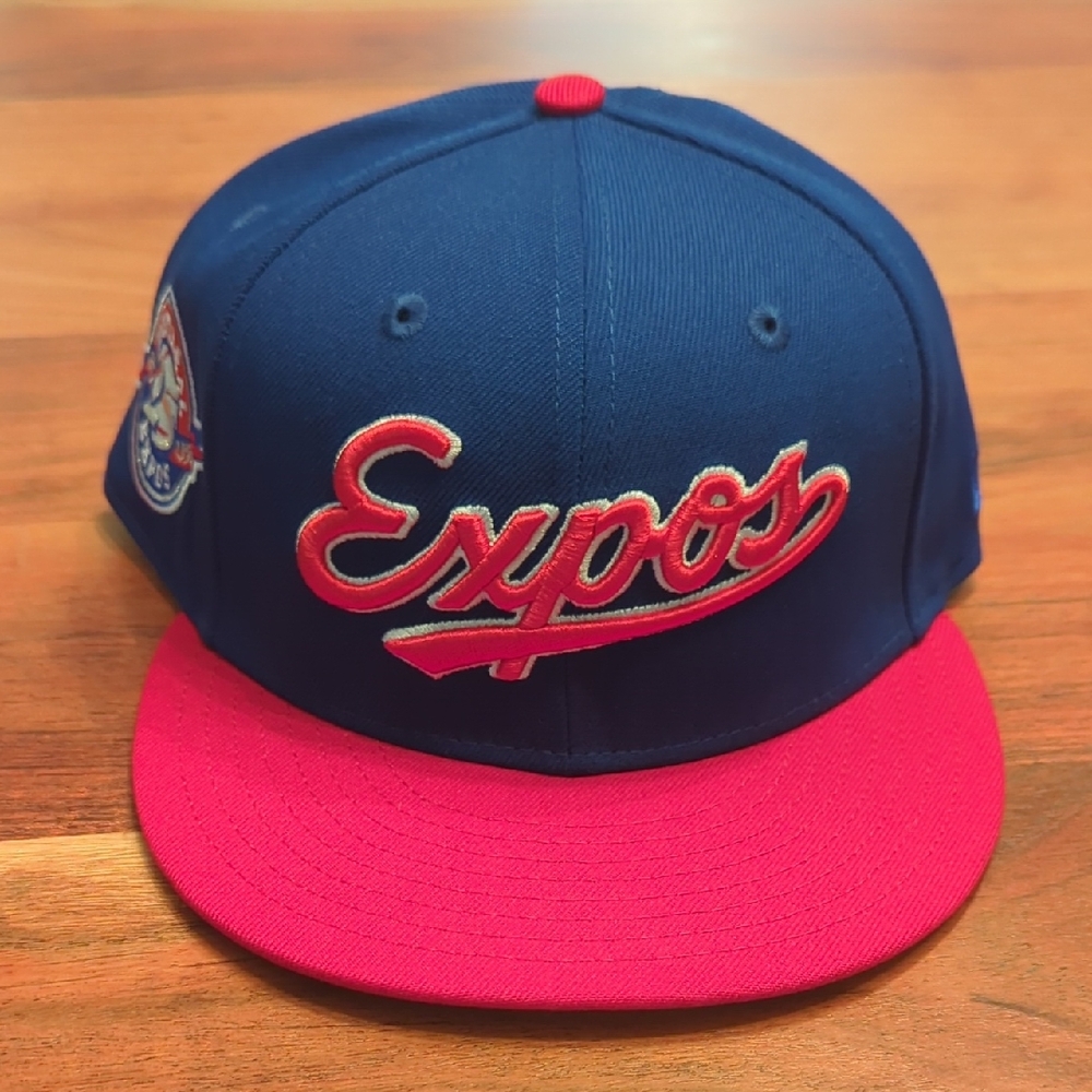 Montreal Expos Fitted Blue and Red Baseball Hat With 25 Anniversary Sidepatch